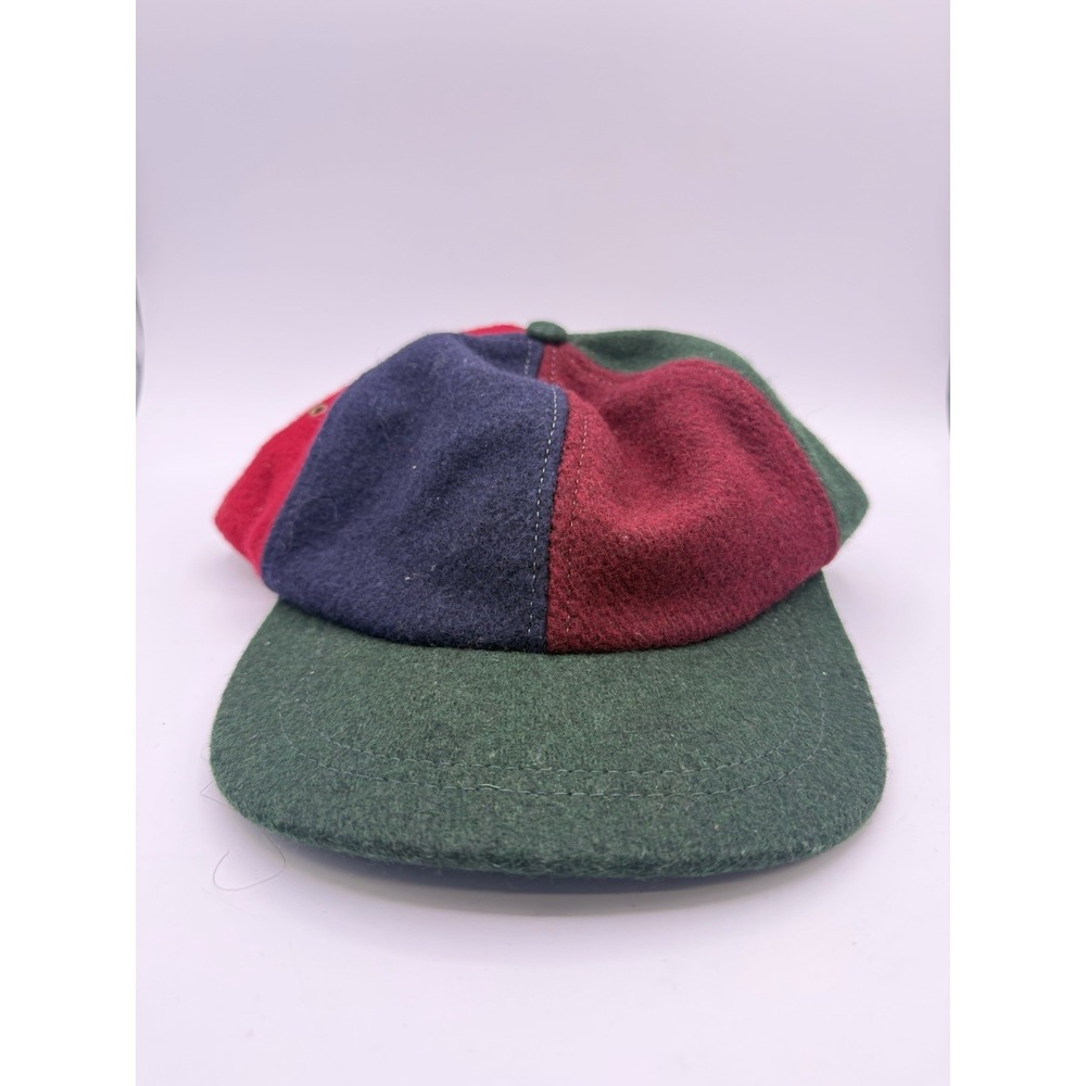 VTG J Crew Wool Colorblock Hat Large Made In USA Retro Multicolor Cap